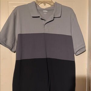 Old Navy Men's Gray and Black Polo Shirt